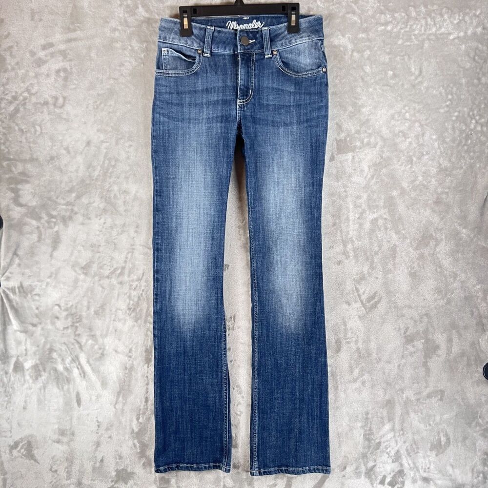 Wrangler Juniors Boot Cut Jeans Size 1 x 34 Stretch Western Medium Wash Y2K